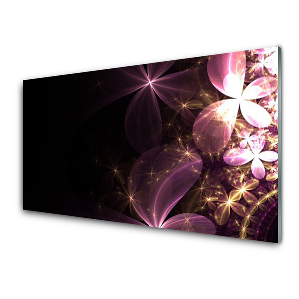 Glass Wall Art Abstract art black pink gold