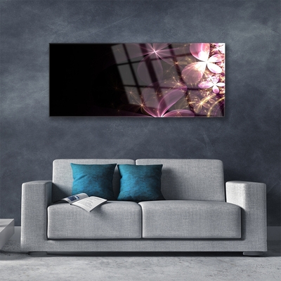 Glass Wall Art Abstract art black pink gold