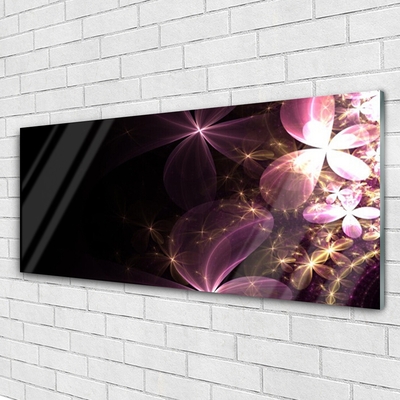 Glass Wall Art Abstract art black pink gold