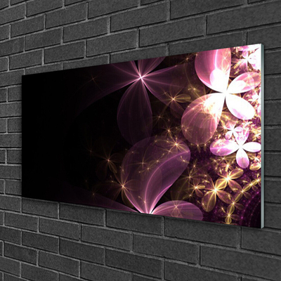 Glass Wall Art Abstract art black pink gold