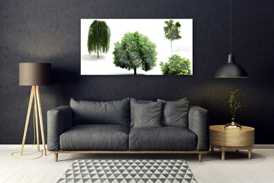 Glass Wall Art Trees nature brown green