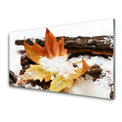 Glass Wall Art Leaf floral brown