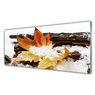 Glass Wall Art Leaf floral brown