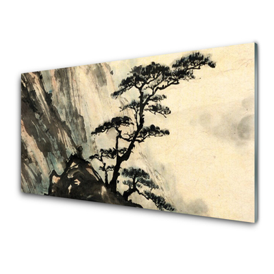 Glass Wall Art Tree nature black