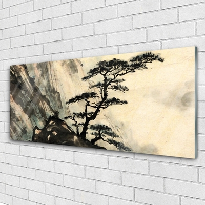 Glass Wall Art Tree nature black