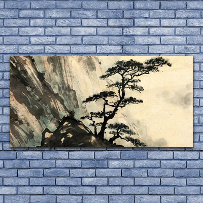 Glass Wall Art Tree nature black