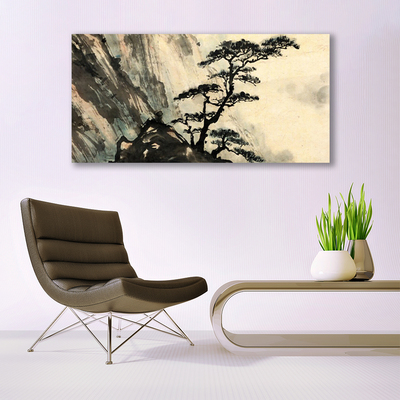 Glass Wall Art Tree nature black