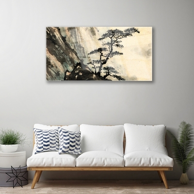 Glass Wall Art Tree nature black