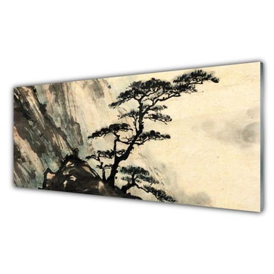 Glass Wall Art Tree nature black