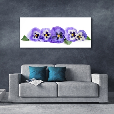 Glass Wall Art Petals floral white purple green