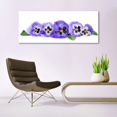 Glass Wall Art Petals floral white purple green