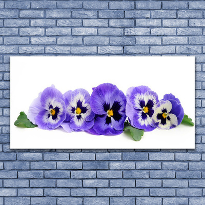 Glass Wall Art Petals floral white purple green