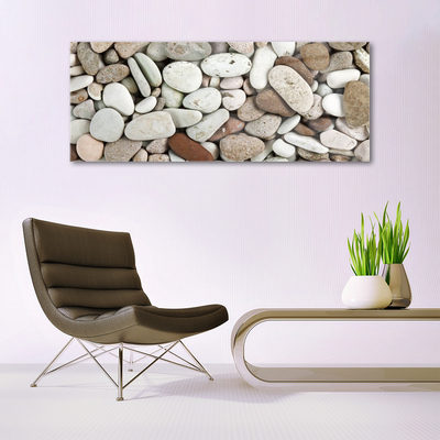 Glass Wall Art Stones art white grey brown