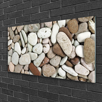 Glass Wall Art Stones art white grey brown