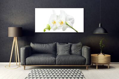 Glass Wall Art Flowers floral white