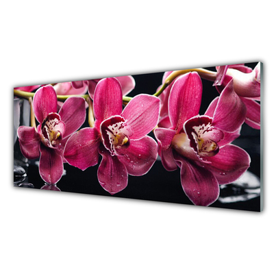 Glass Wall Art Flowers floral red