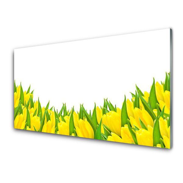 Glass Wall Art Flowers floral yellow