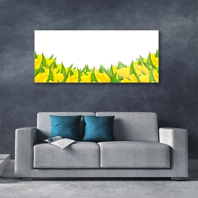 Glass Wall Art Flowers floral yellow