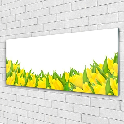 Glass Wall Art Flowers floral yellow