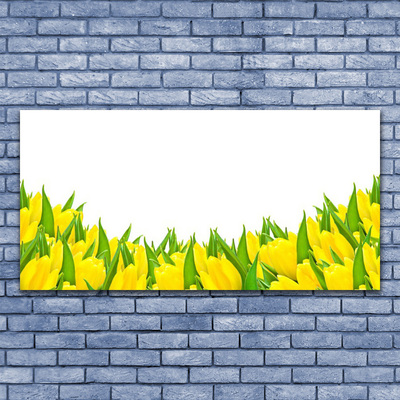 Glass Wall Art Flowers floral yellow