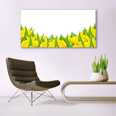 Glass Wall Art Flowers floral yellow