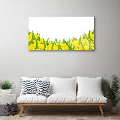 Glass Wall Art Flowers floral yellow
