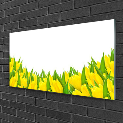 Glass Wall Art Flowers floral yellow