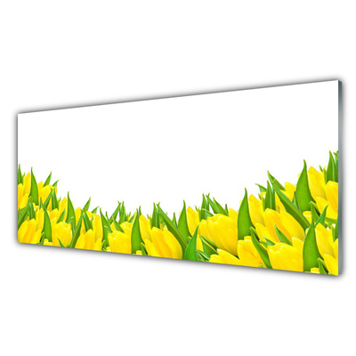 Glass Wall Art Flowers floral yellow