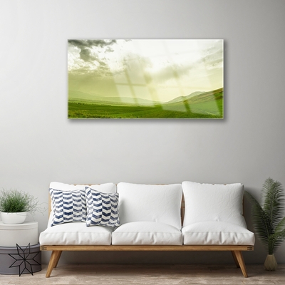 Glass Wall Art Meadow nature green