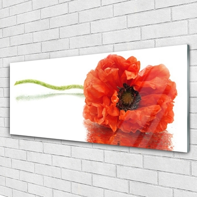 Glass Wall Art Flower floral red