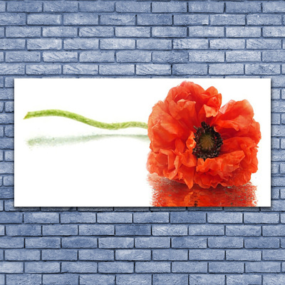 Glass Wall Art Flower floral red