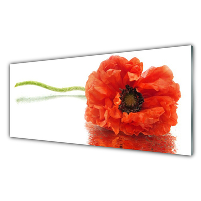 Glass Wall Art Flower floral red