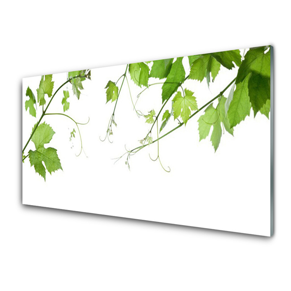 Glass Wall Art Branches leaves floral brown green