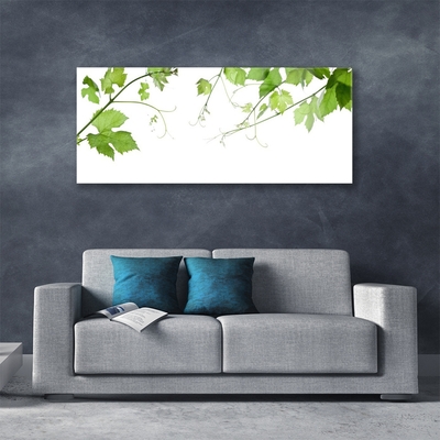 Glass Wall Art Branches leaves floral brown green