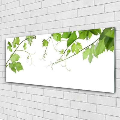 Glass Wall Art Branches leaves floral brown green