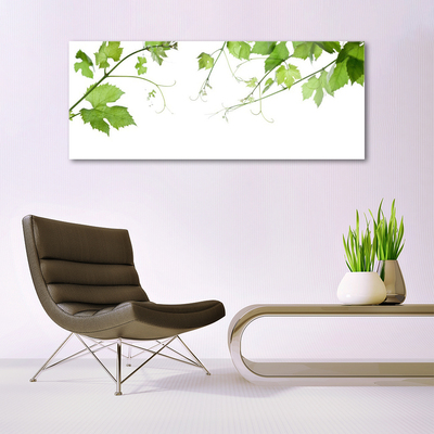 Glass Wall Art Branches leaves floral brown green