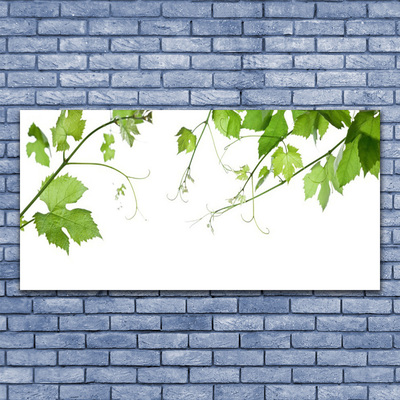 Glass Wall Art Branches leaves floral brown green