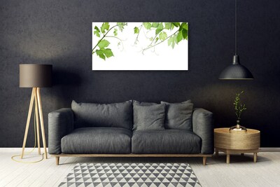 Glass Wall Art Branches leaves floral brown green