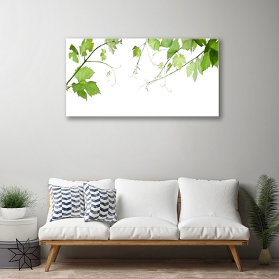 Glass Wall Art Branches leaves floral brown green