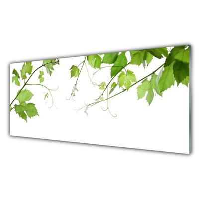 Glass Wall Art Branches leaves floral brown green