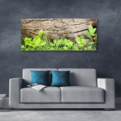 Glass Wall Art Grass leaves floral green
