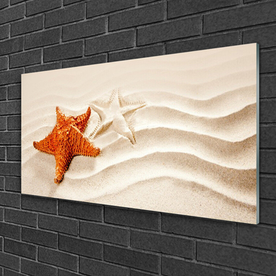 Glass Wall Art Starfish sand art orange white brown