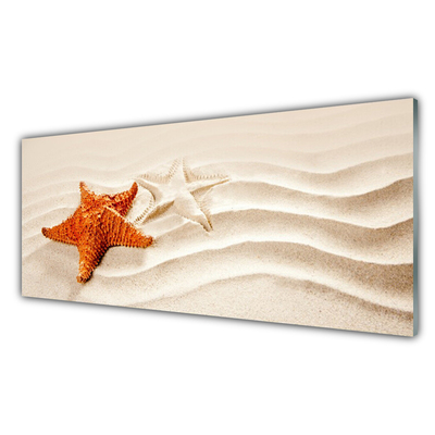 Glass Wall Art Starfish sand art orange white brown
