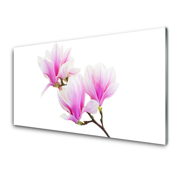 Glass Wall Art Flowers floral pink