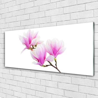 Glass Wall Art Flowers floral pink