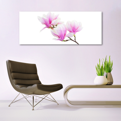 Glass Wall Art Flowers floral pink