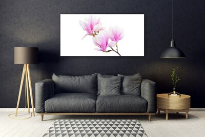 Glass Wall Art Flowers floral pink