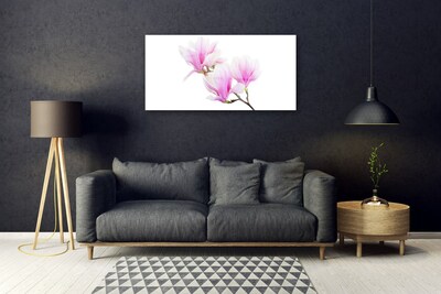 Glass Wall Art Flowers floral pink