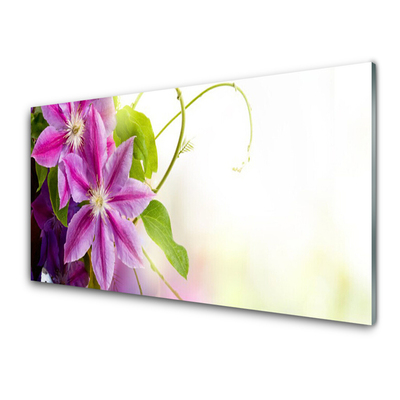 Glass Wall Art Flowers floral pink