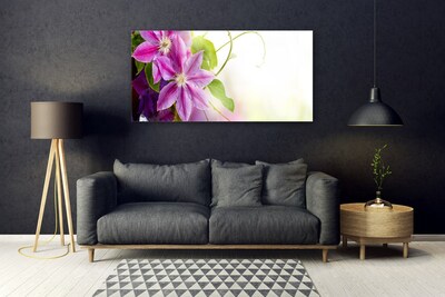 Glass Wall Art Flowers floral pink